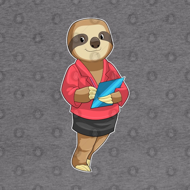 Sloth as Secretary with Notepad by Markus Schnabel